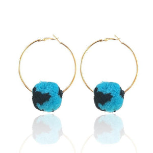 Big hoop earrings ethnic pompom earrings for women charm BOHO bohemia style