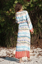 Load image into Gallery viewer, Long Sleeved Large Wave Printed Loose Tie V-neck Long Dress