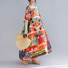 Load image into Gallery viewer, Artistic women&#39;s loose mid-length printed dress