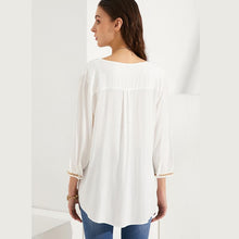 Load image into Gallery viewer, Embroidered Bohemian Floral Casual V-Neckline Sleeves Peasant Blouses Tops