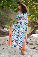 Load image into Gallery viewer, Boho Ruffled Sling Waist and Large Splicing Print Long Dress