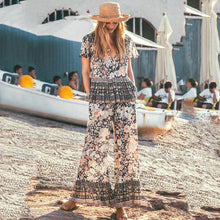 Load image into Gallery viewer, Boho Summer V-neck Print Beach Holiday 2 Piece Tops Pants Outfits