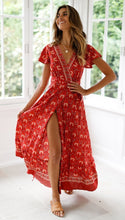 Load image into Gallery viewer, Bohemia Sexy V-neck Printed Beach Maxi Split Dresses