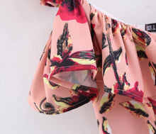 Load image into Gallery viewer, Spring and Summer Print Sleeveless Ruffled Off-The-Shoulder Dress