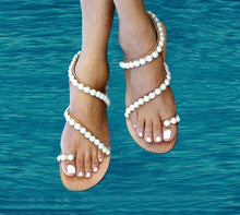 Load image into Gallery viewer, Summer Bohemian Beach Beading Flat Sandals Shoes