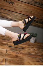 Load image into Gallery viewer, Set of Foot Flower Slippers Female Fashion Wedges Beach Shoes Sandals