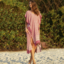 Load image into Gallery viewer, Casual Boho Bat Sleeve V Neck Summer Beach Midi Dress