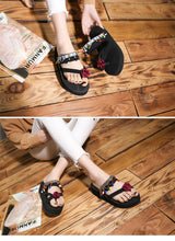 Load image into Gallery viewer, Set of Foot Flower Slippers Female Fashion Wedges Beach Shoes Sandals