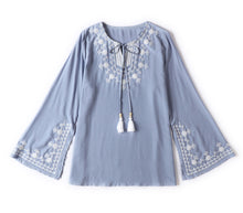 Load image into Gallery viewer, Casual Solid Color Embroidered Round Neck Blouses Tops