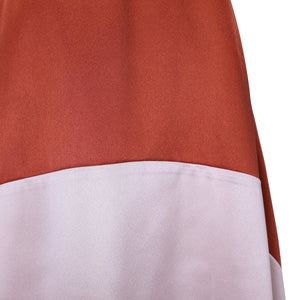 Red and White Stitching Strips Shoulder Strap Deep V-Neck Dress