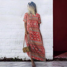 Load image into Gallery viewer, Casual Vintage Print Boho Summer Short Sleeve Plus Size Maxi Dress