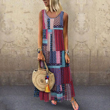 Load image into Gallery viewer, Bohemian Splicing Round Neck Sleeveless Maxi Dresses
