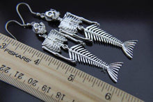 Load image into Gallery viewer, Mermaid Skeleton Dark Ocean Sailing Earrings Gothic Accessories