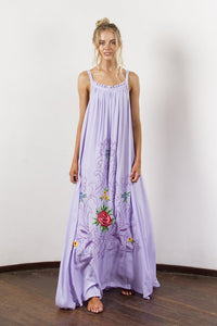 Bohemian Holiday Wind Color Flower Embroidery Strap Sexy Dress