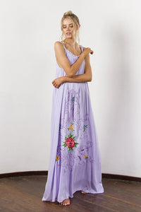Bohemian Holiday Wind Color Flower Embroidery Strap Sexy Dress