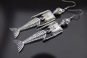 Mermaid Skeleton Dark Ocean Sailing Earrings Gothic Accessories