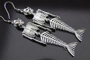 Mermaid Skeleton Dark Ocean Sailing Earrings Gothic Accessories
