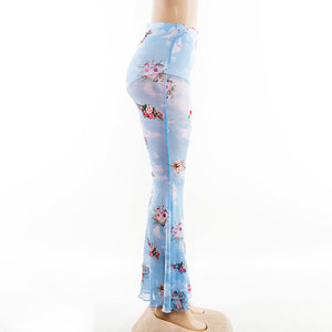 Casual Floral Printed Bell-bottoms Pants