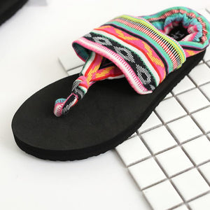 Bohemian Wrapped Flip-Flops Women Slippers Flat-bottomed Fashion Wear Non-slip Beach Shoes