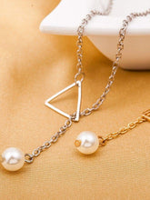 Load image into Gallery viewer, Simple Openwork Triangle Adjustable Pearl Pendant Women&#39;s Necklace Bone Chain