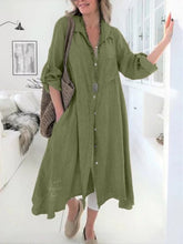 Load image into Gallery viewer, Cotton and Linen Shirt Skirt Women&#39;s Cotton and Linen Dress