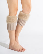 Load image into Gallery viewer, Imitation fur leg warmers knit imitation wool boots wool leggings short paragraph introverted solid color feather yarn socks
