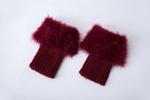 Imitation fur leg warmers knit imitation wool boots wool leggings short paragraph introverted solid color feather yarn socks