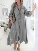 Load image into Gallery viewer, Cotton and Linen Shirt Skirt Women&#39;s Cotton and Linen Dress