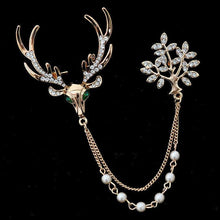 Load image into Gallery viewer, Luxury Unisex Brooch Crystal Deer Tree Artificial Pearl Christmas Brooches