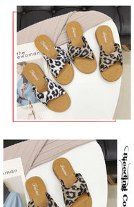 Women Summer Leopard Flat Slippers