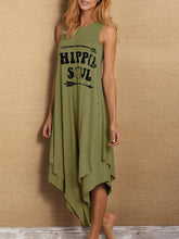 Load image into Gallery viewer, Simple European and American Letters Printed Casual Long-necked Short-sleeved Vest Dress