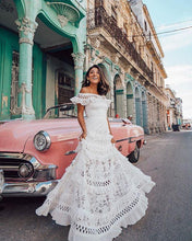 Load image into Gallery viewer, Lotus leaf edge hollowed out lace dress