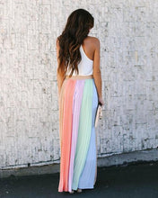 Load image into Gallery viewer, Sleeveless Pleated Contrast Skirt Long Dress