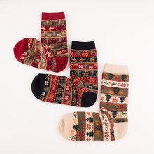 Load image into Gallery viewer, Retro Ethnic Women&#39;s Socks and The Deer Snowflake Cotton Socks