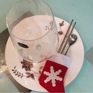 10Pcs/Set Christmas Socks Cutlery Tableware Holder Sets Dinner Decor