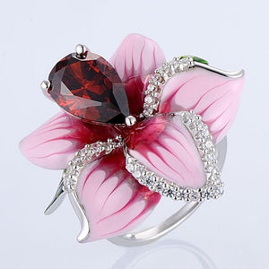 Plating Diamond Flower Ring