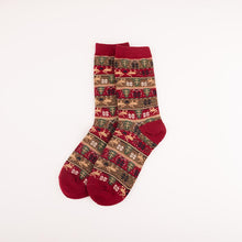 Load image into Gallery viewer, Retro Ethnic Women&#39;s Socks and The Deer Snowflake Cotton Socks