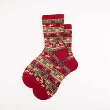 Load image into Gallery viewer, Retro Ethnic Women&#39;s Socks and The Deer Snowflake Cotton Socks