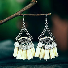 Load image into Gallery viewer, Coin Sector Color Matching Tassel Personality Ethnic Earrings