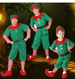 Children's Halloween Costume Christmas Elf costume Cosplay adult men's and women's Christmas Costume