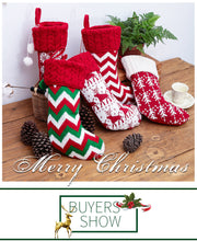 Load image into Gallery viewer, Christmas ornaments knitted Christmas stockings woolen socks red and white elk gift bags children&#39;s gift bags