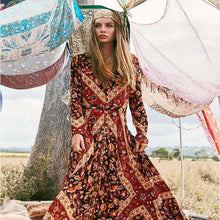 Load image into Gallery viewer, Bohemian print vintage dress