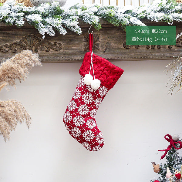 Christmas ornaments knitted Christmas stockings woolen socks red and white elk gift bags children's gift bags