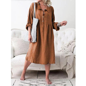 European and American Women's Loose Buttons In The Long Dress