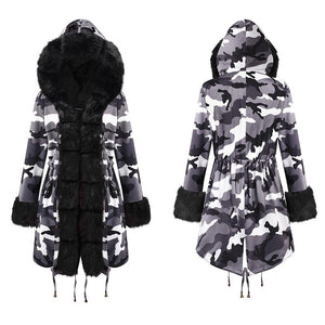 Autumn and winter coat camouflage plush fur collar warm coat jacket