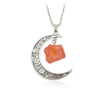 Load image into Gallery viewer, Natural stone crystal necklace vintage moon alloy sweater chain