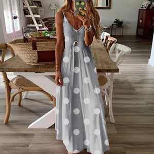 Bohemian Dot Printed Dress Suspender Dress