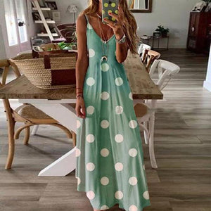 Bohemian Dot Printed Dress Suspender Dress