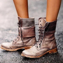 Load image into Gallery viewer, Winter Fashion Round Head Low Heel Cross Strap Women&#39;s Martin Boots