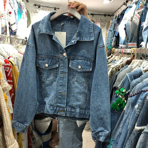 Heavy Industry Embroidery National Style Retro Old Loose Lapel Holiday Long Sleeve Denim Coat
